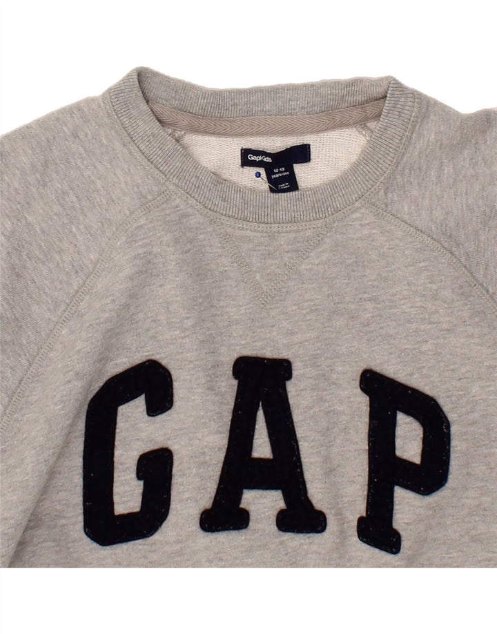 GAP Boys Graphic Sweatshirt Jumper 12-13 Years Grey Cotton Vintage Gap and Second-Hand Gap from Messina Hembry 