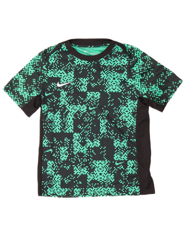 Nike Dri Fit uska majica kratkih rukava s apstraktnim uzorkom srednje zelene boje od poliestera