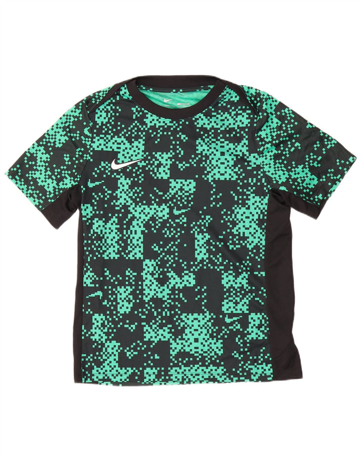 Nike Dri Fit uska majica kratkih rukava s apstraktnim uzorkom srednje zelene boje od poliestera
