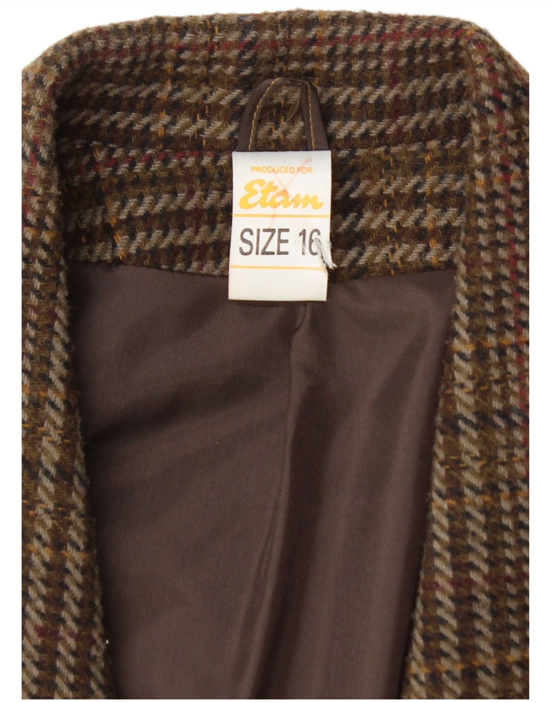 ETAM ženski sako s dvostrukim kopčanjem US 16 2XL smeđi karirani akril
