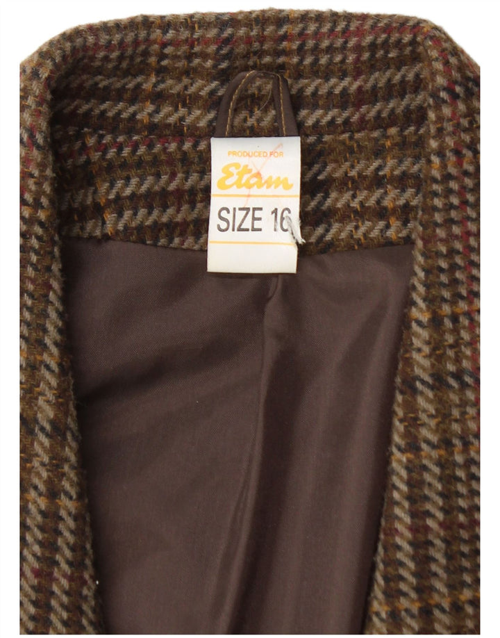 ETAM ženski sako s dvostrukim kopčanjem US 16 2XL smeđi karirani akril