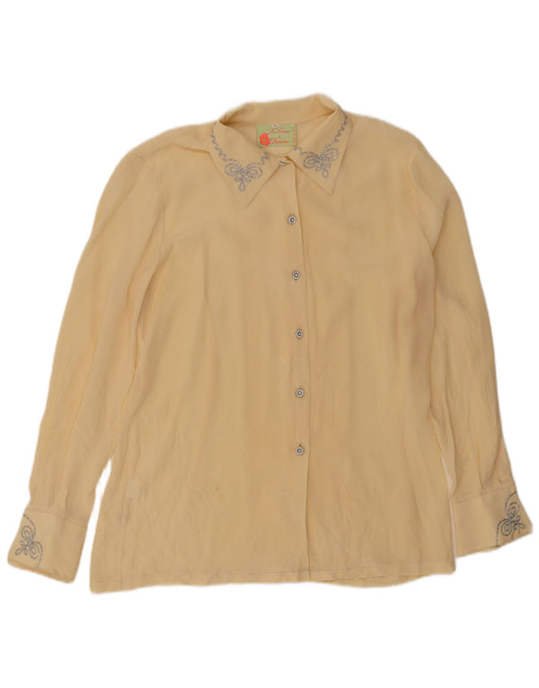 Vintage ženska košulja bluza UK 16 velika žuta svila