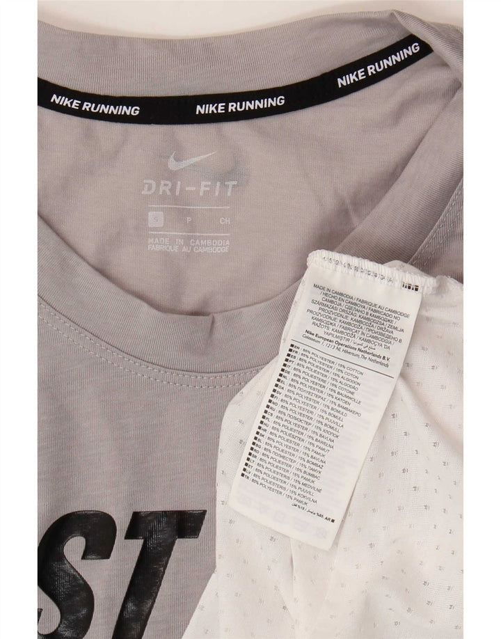 Nike ženska majica kratkih rukava s velikim grafičkim kratkim rukavima UK 10 Mala siva poliesterska
