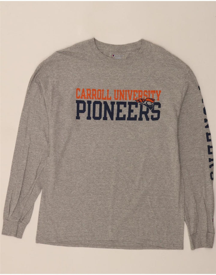 CHAMPION Mens Graphic Top Long Sleeve Large Grey Vintage Champion and Second-Hand Champion from Messina Hembry 