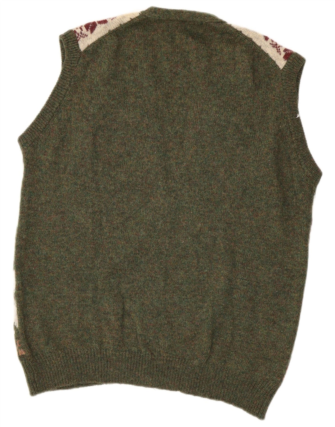 GREEN LEAVES Muški kardigan pulover bez rukava XL Green Fair Isle vuneni