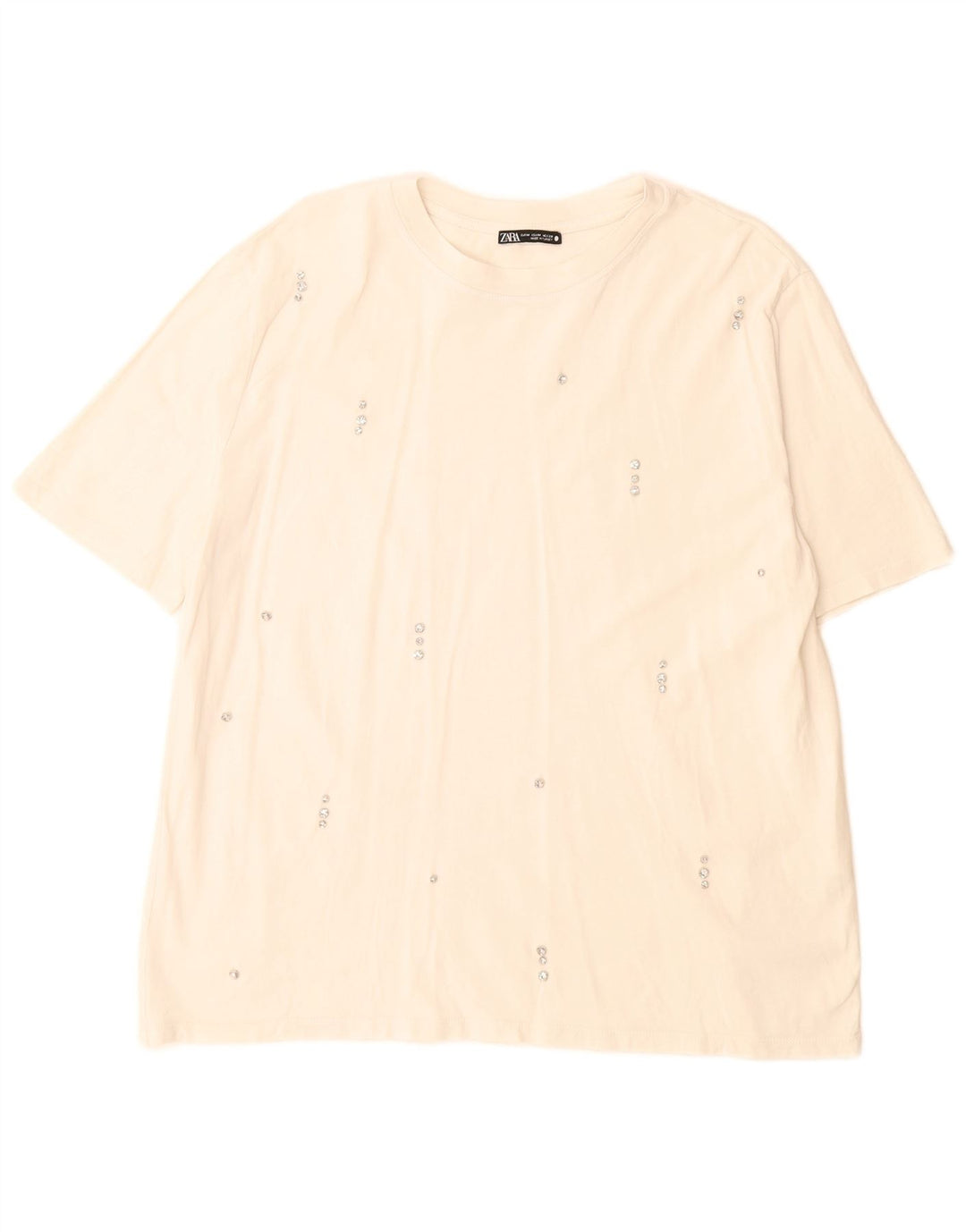 Zara ženska majica kratkih rukava UK 14 Srednje bijeli pamuk