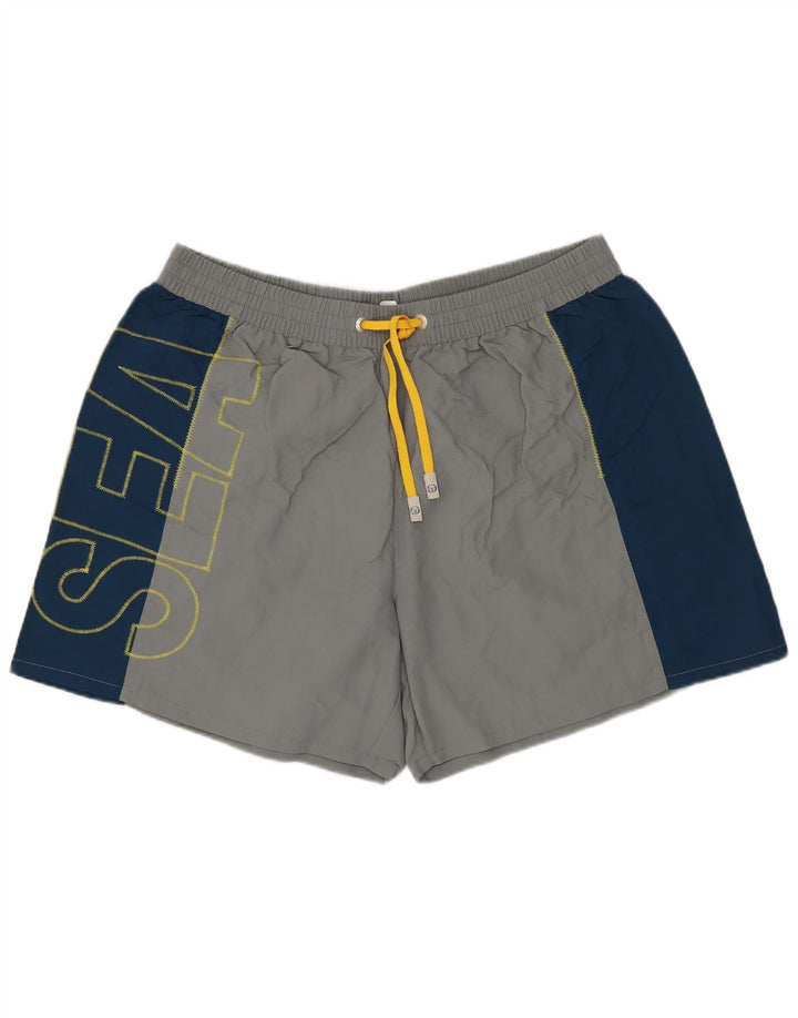 SERGIO TACCHINI Muške kratke hlače za plivanje s grafičkim motivima XL sivi poliamid s blokovima boja