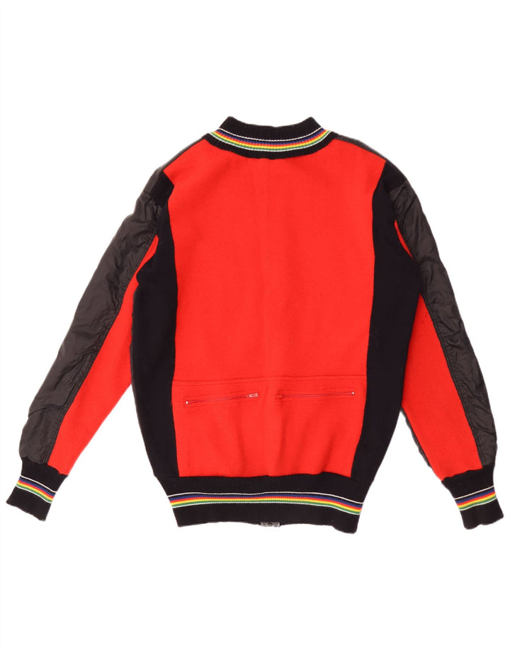 Vintage ženska bomber jakna UK 14 velika crna vuna u blokovima boja
