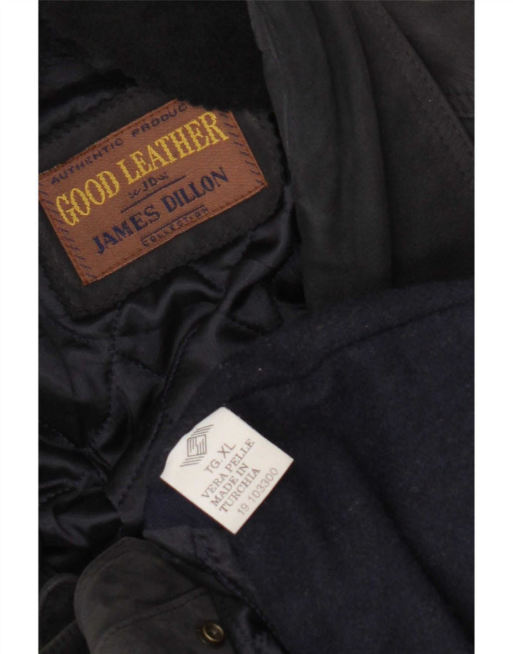 James Dillon Mens Suede Duffle Jacket UK 42 XL Mornarsko plava koža
