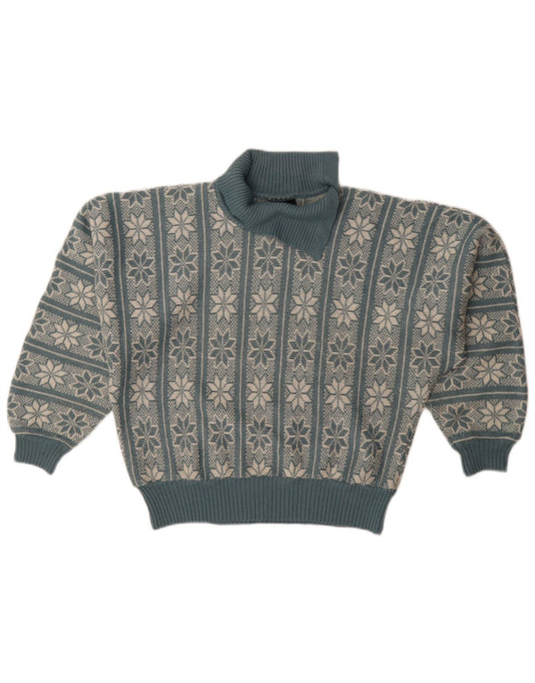 Lucia ženski džemper sa šal izrezom UK 18 XL Blue Fair Isle