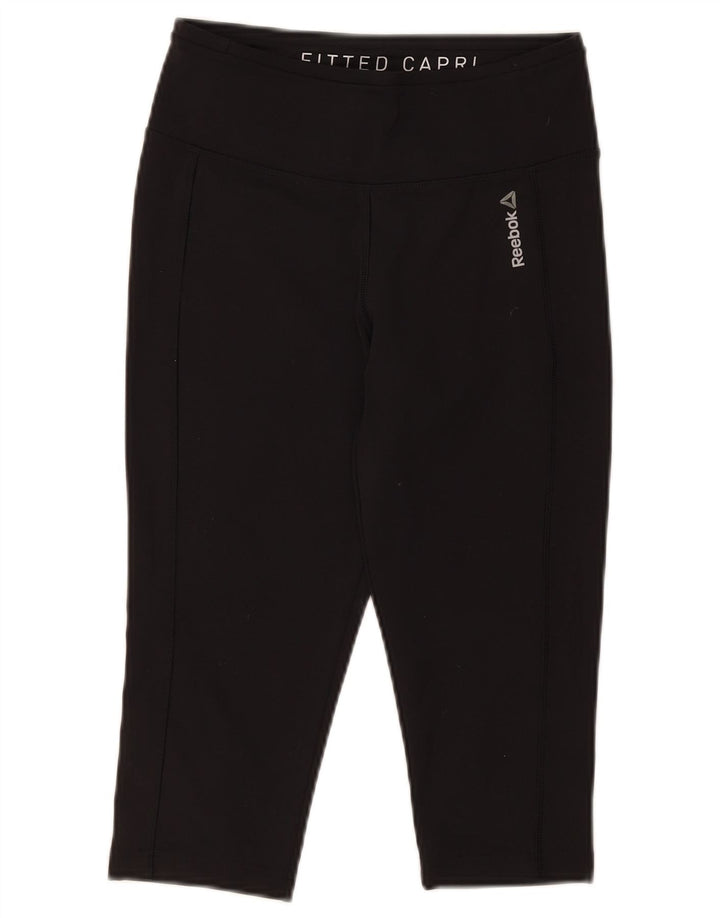 Reebok ženske kapri tajice UK 8/10 male crne poliesterske