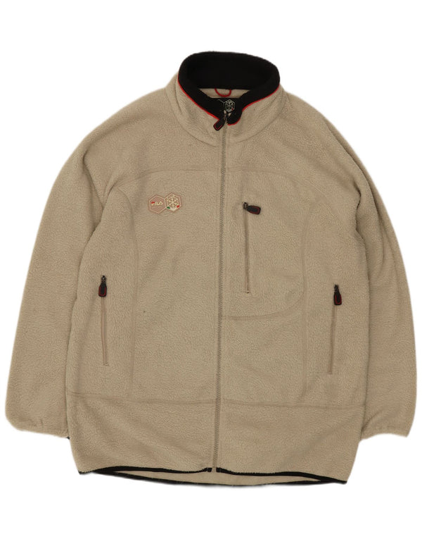 Fila Mens Fleece Jacket UK 40 Large Beige Polyester