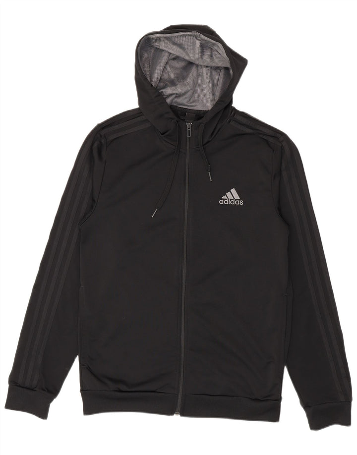 Adidas muški pulover s kapuljačom na patentni zatvarač UK 38/40 srednje crni poliester