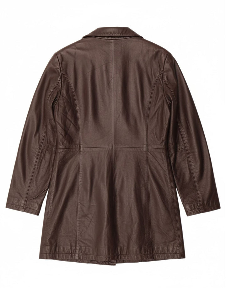 EMANUELE CURCI  Womens Leather Coat IT 46 Large Brown Leather