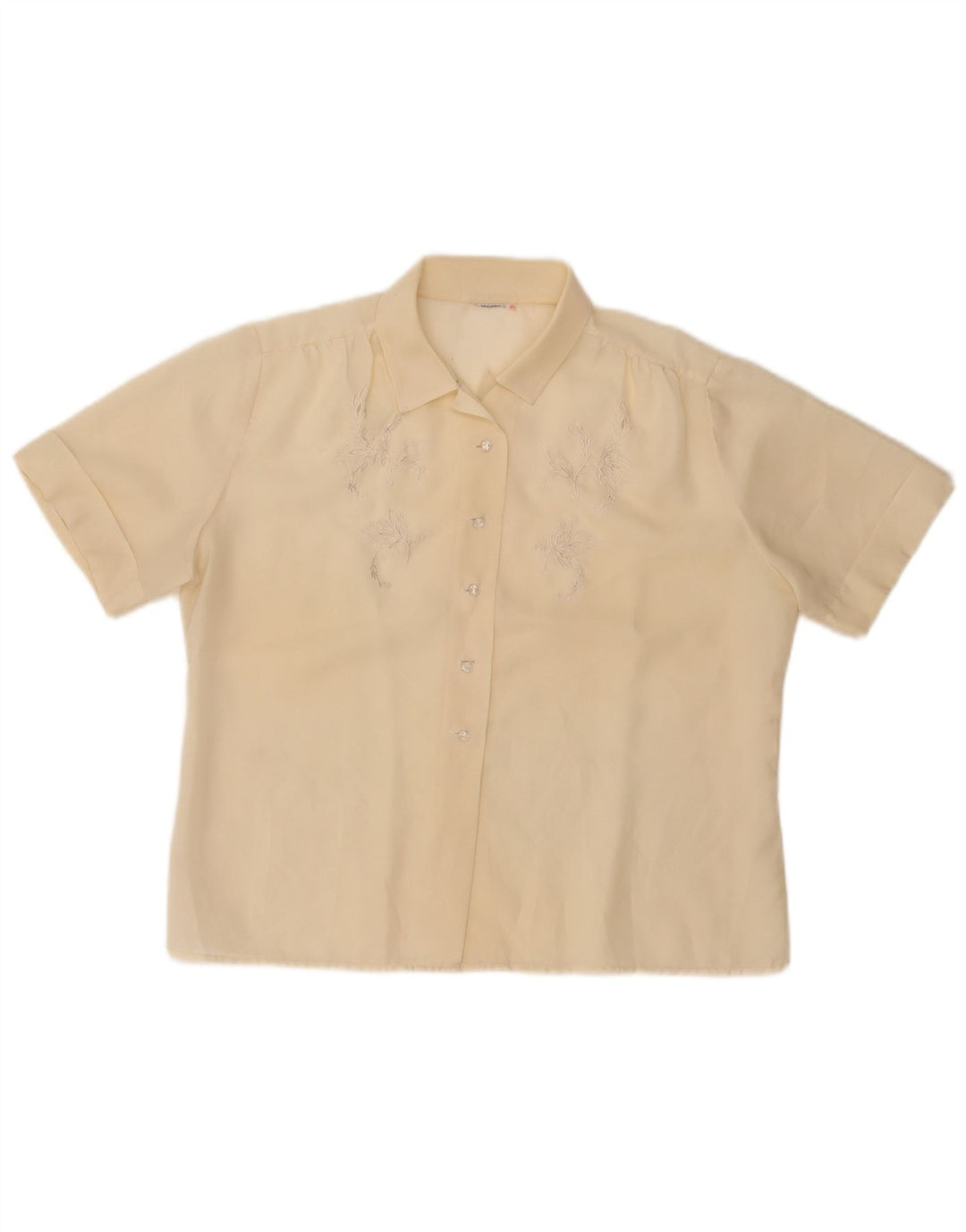 VINTAGE Ženska košulja kratkih rukava UK 14 Srednje žuta cvjetna