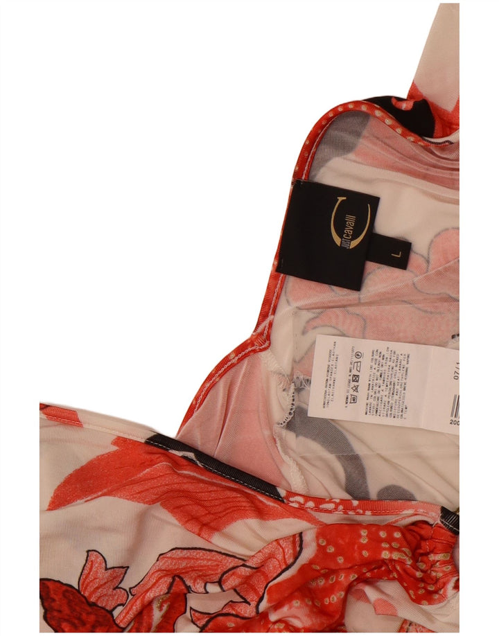 Top ženske bluze Just Cavalli UK 14 Large Off White cvjetni elastin