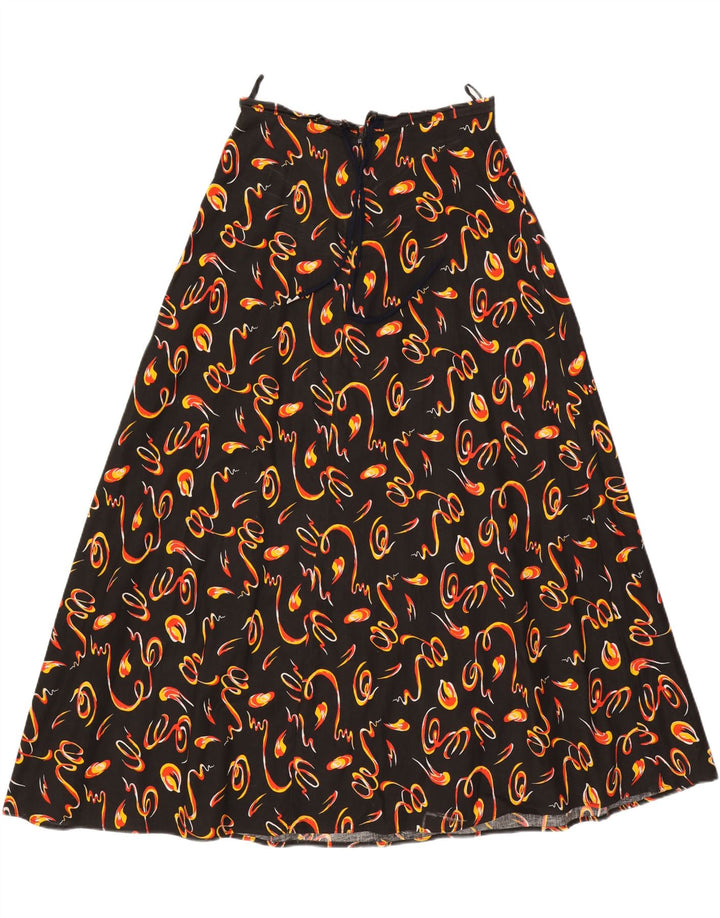 VINTAGE Womens Abstract Pattern Maxi A-Line Skirt W29 Medium Black Vintage Vintage and Second-Hand Vintage from Messina Hembry 