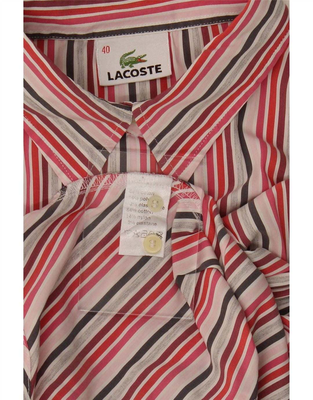 LACOSTE Womens Shirt Size 40 Medium Multicoloured Pinstripe Cotton Vintage Lacoste and Second-Hand Lacoste from Messina Hembry 