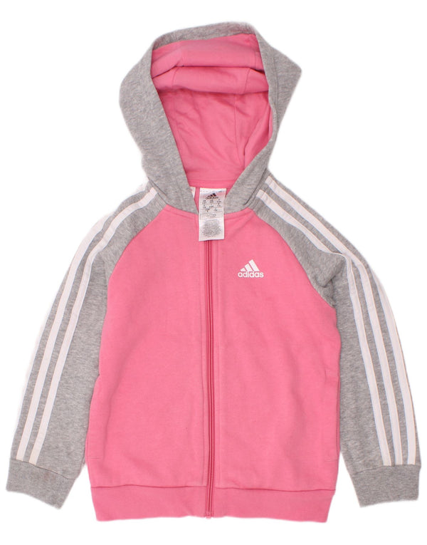 Adidas pulover s kapuljačom s patentnim zatvaračem za djevojčice 5-6 godina, ružičasti pamuk