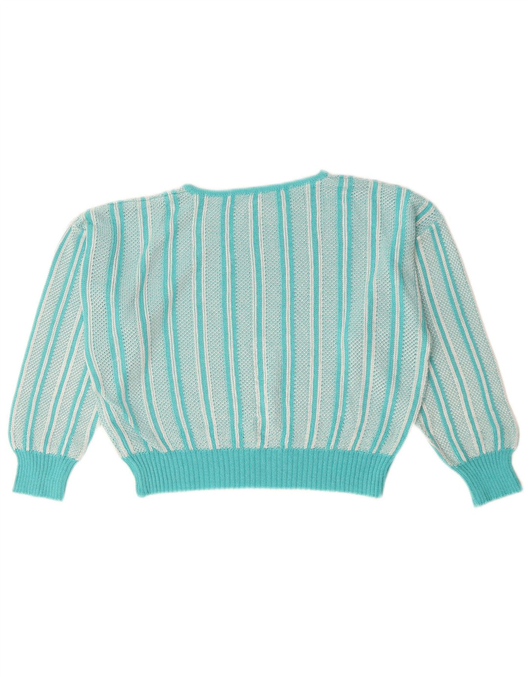 VINTAGE ženski džemper s veznim izrezom UK 12 Srednje tirkizni paisley