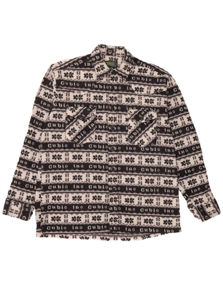Vintage muška flis majica velika crna Fair Isle poliester