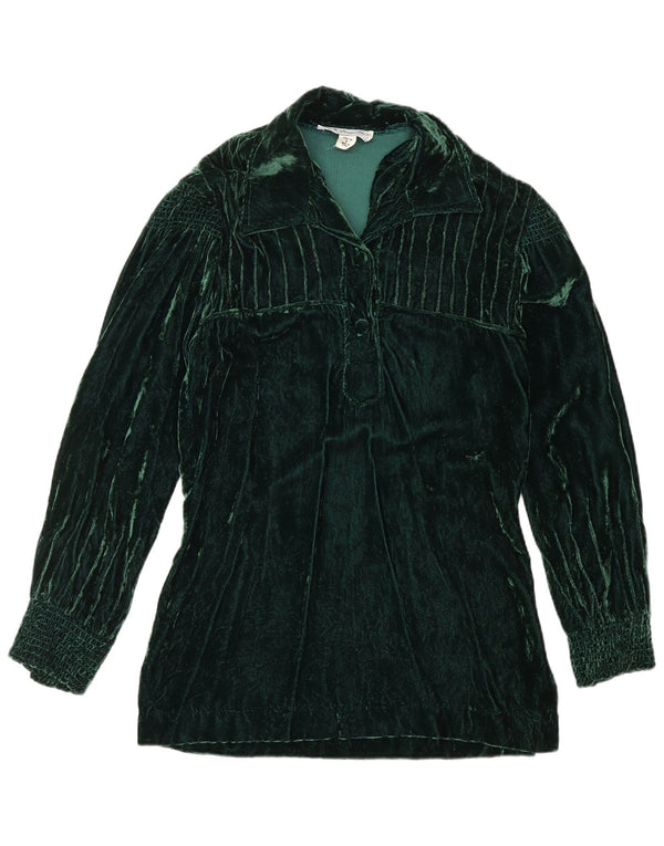 VINTAGE ženska pulover košulja od baršuna US 8 Srednje zelena