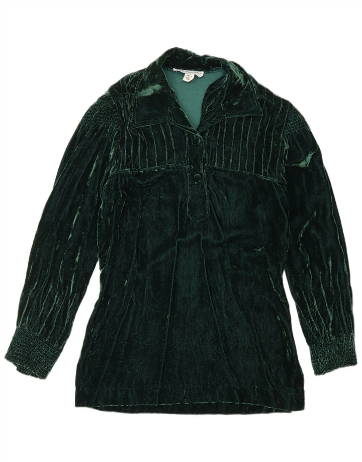 VINTAGE ženska pulover košulja od baršuna US 8 Srednje zelena