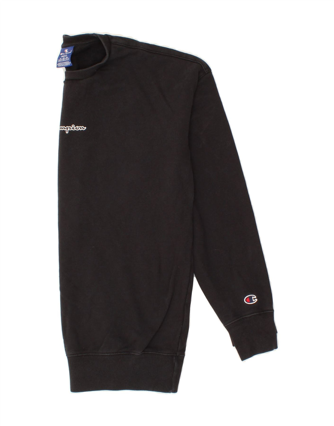 CHAMPION Mens Graphic Sweatshirt Jumper Small Navy Blue Cotton Vintage Champion and Second-Hand Champion from Messina Hembry 