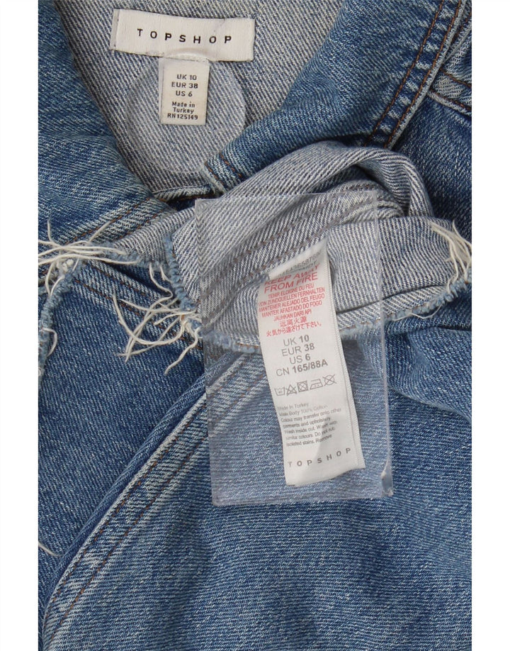 Topshop ženska kratka prevelika traper jakna UK 10 Small Blue Cotton