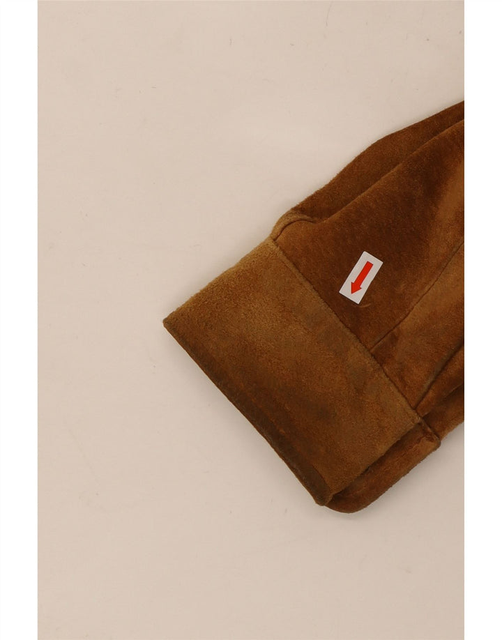 VINTAGE ženska košulja od brušene kože UK 12 Srednje bež koža