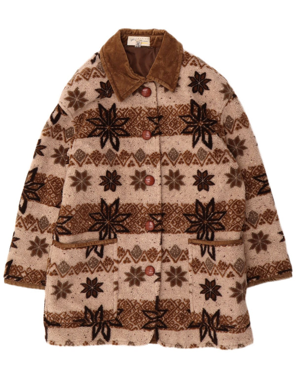 VINTAGE ženska velika vjetrovka UK 10 Small Beige Fair Isle