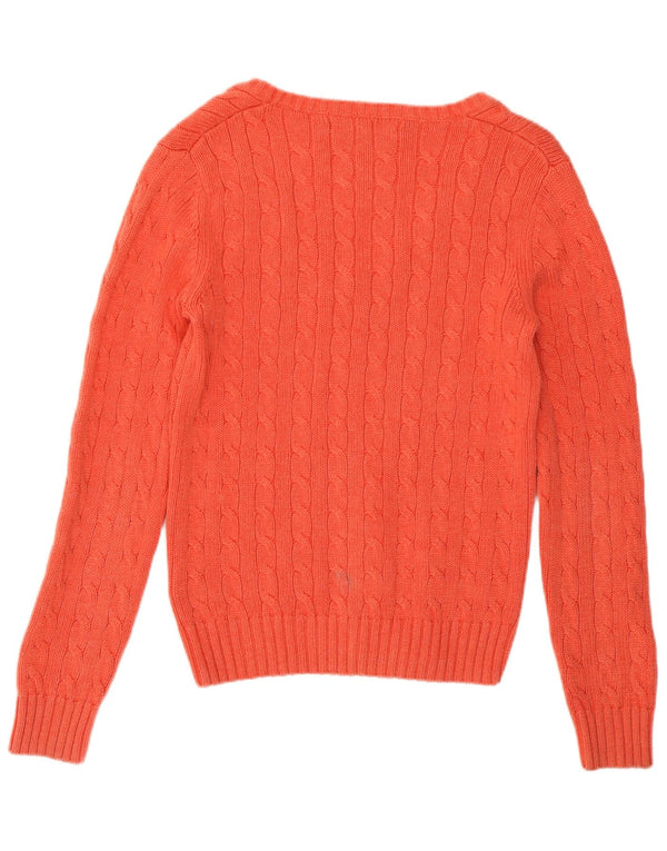 Tommy Hilfiger Ženski džemper s V-izrezom UK 14 srednje ružičasti pamuk