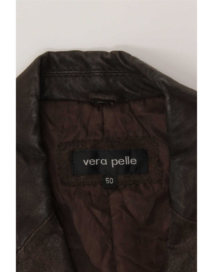 Vintage muška kožna jakna sa 3 gumba IT 50 Large Brown