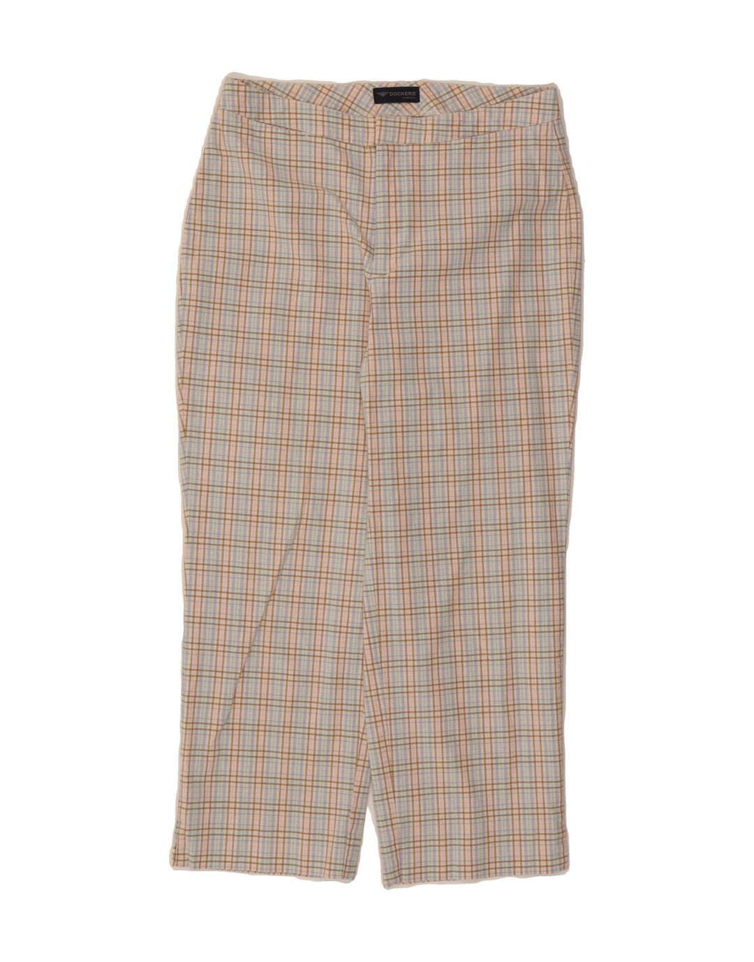 DOCKERS Womens Straight Cropped Trousers W28 L23  Multicoloured Check Vintage Dockers and Second-Hand Dockers from Messina Hembry 