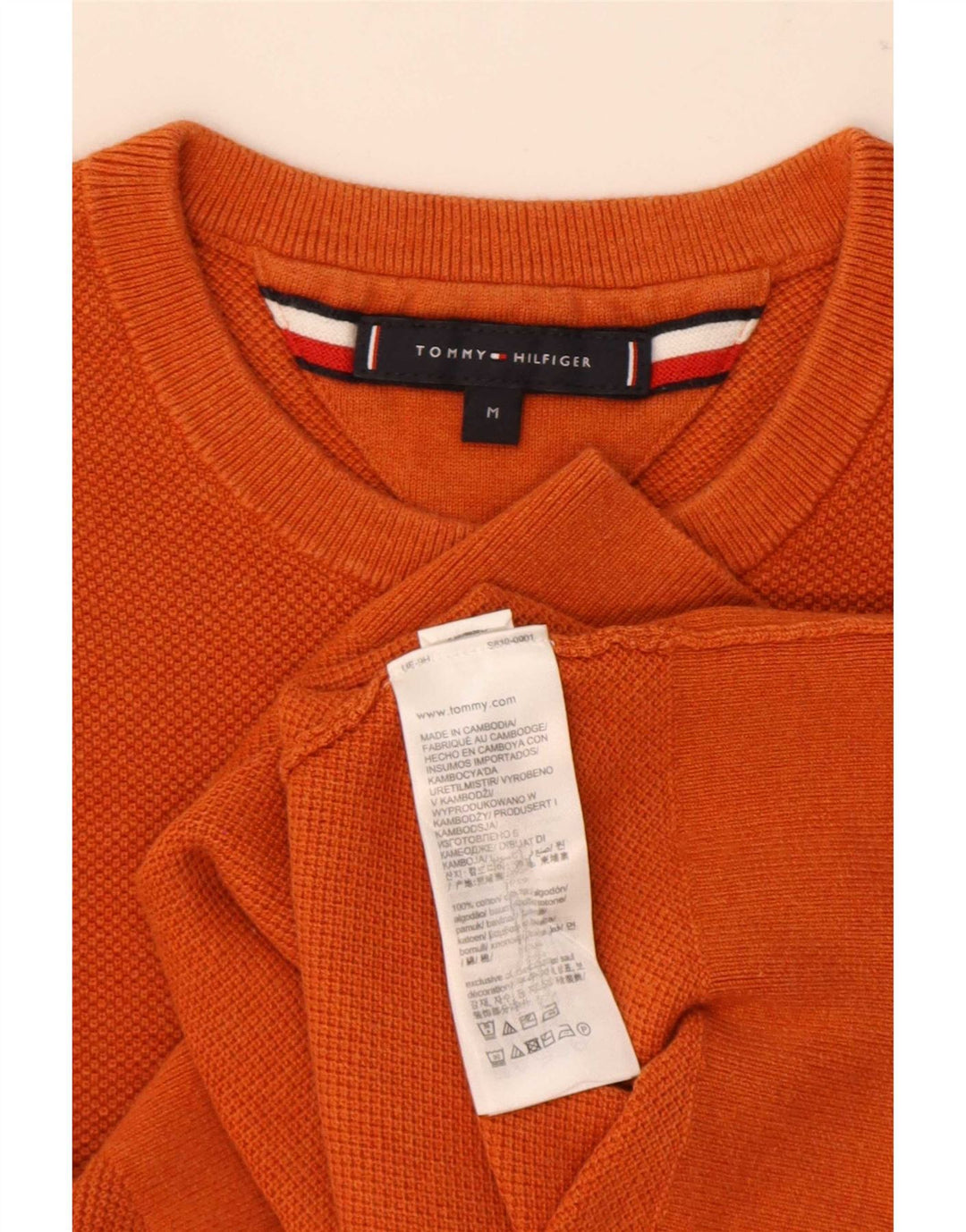 Tommy Hilfiger muški džemper s okruglim izrezom srednje narančaste pamučne boje