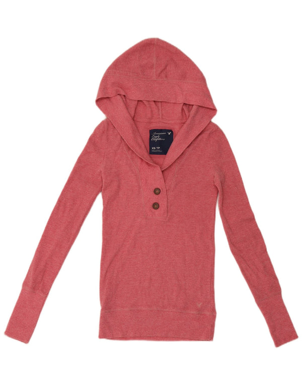 American Eagle Outfitters Ženska majica s kapuljačom dugih rukava UK 4 XS Ružičasti pamuk