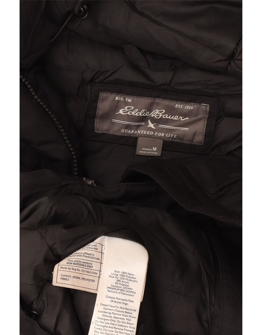 Ženska parka jakna s kapuljačom Eddie Bauer UK 14 Srednji crni najlon