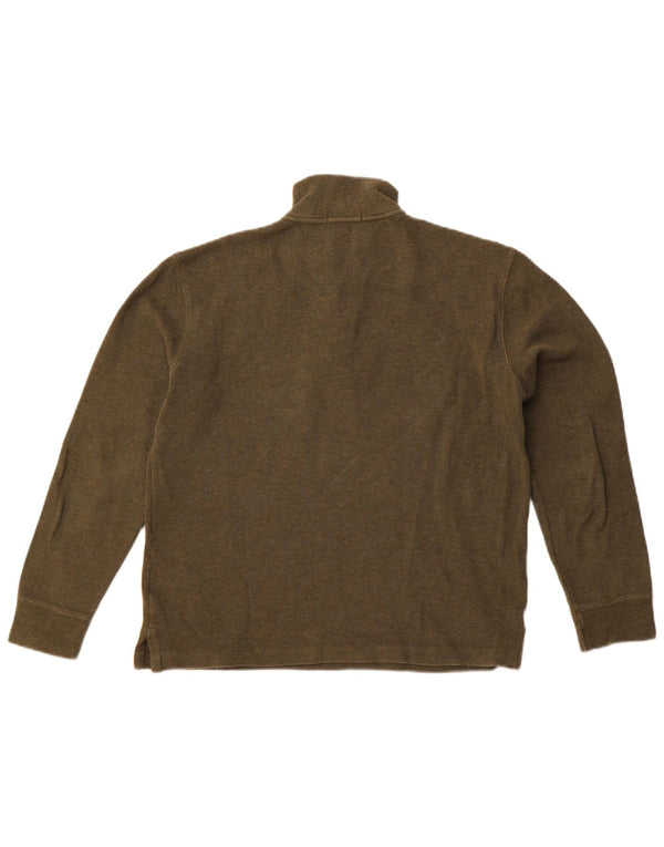 Polo Ralph Lauren muška majica s izrezom s patentnim zatvaračem, mali pamuk kaki boje