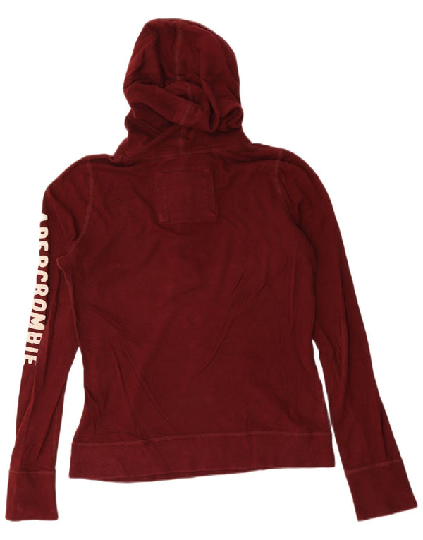 Abercrombie & Fitch Ženska majica s kapuljačom s dugmadima i ovratnikom UK 16 Large Burgundy