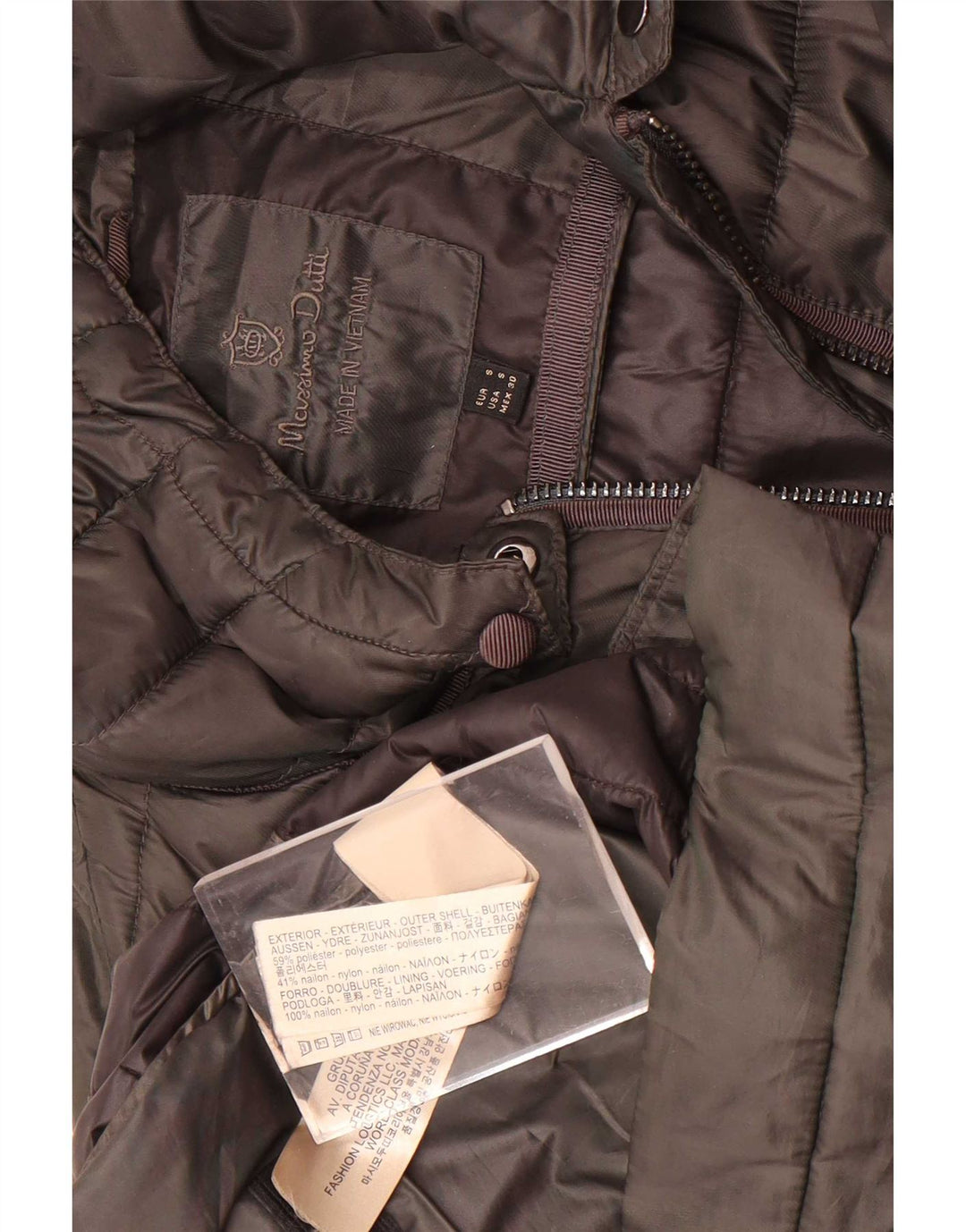 Ženski podstavljeni kaput s kapuljačom Massimo Dutti UK 10 Mali kaki poliester