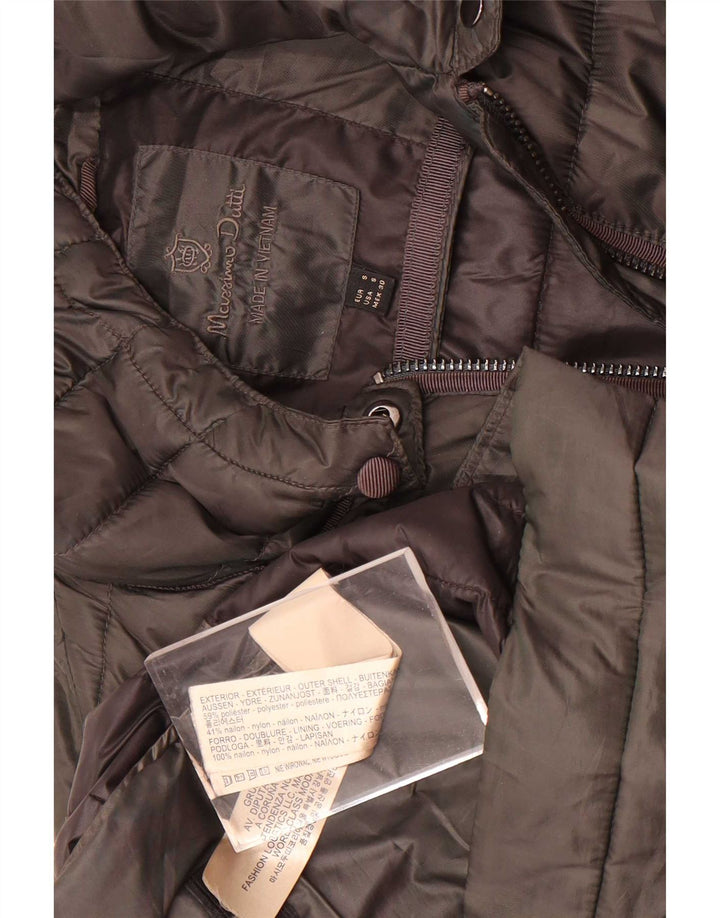Ženski podstavljeni kaput s kapuljačom Massimo Dutti UK 10 Mali kaki poliester