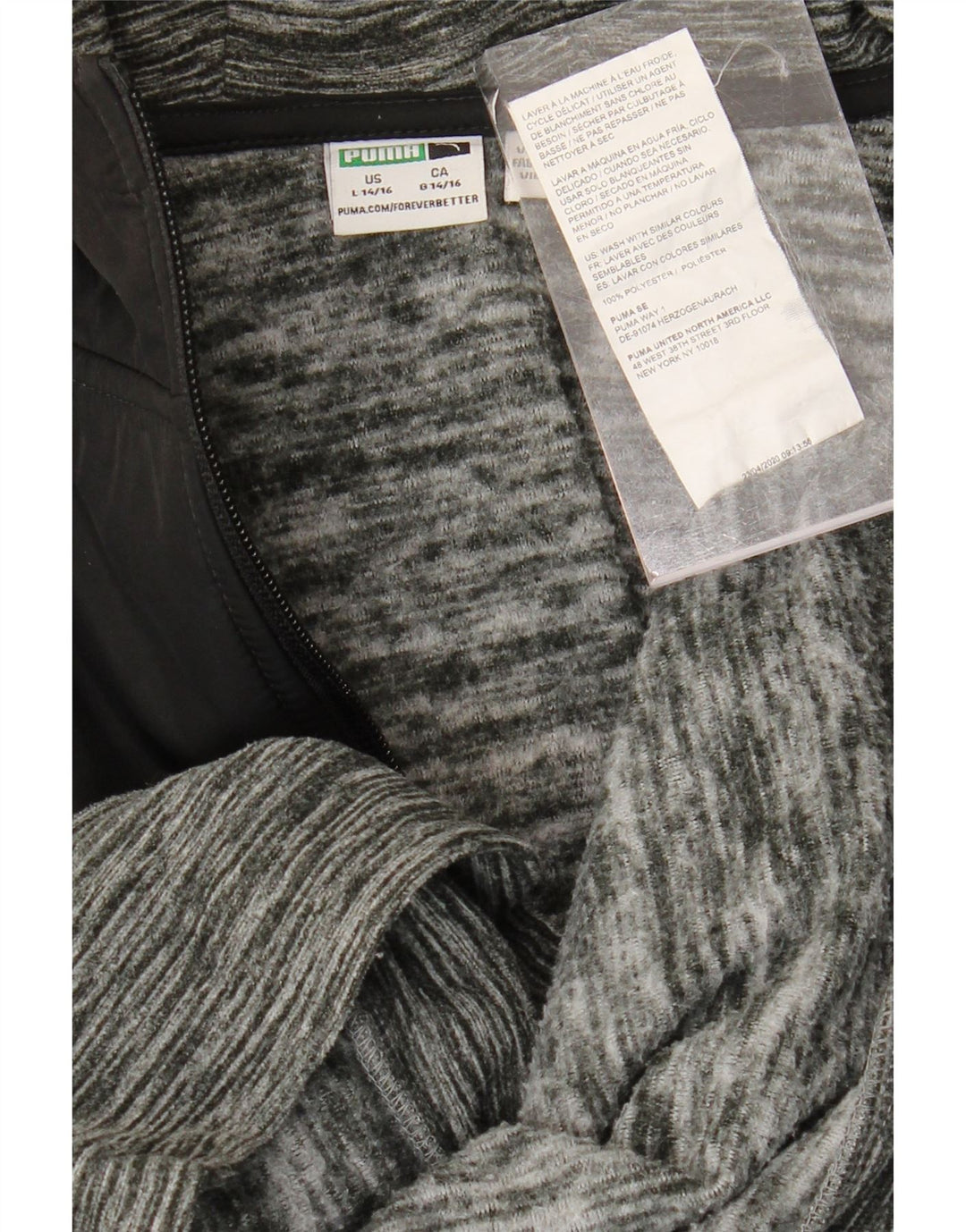 PUMA pulover s kapuljačom s patentnim zatvaračem za dječake 14-15 godina veliki sivi poliester u boji