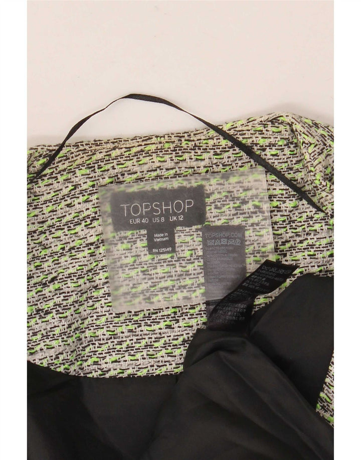 Topshop ženska jakna s otvorenim sakoom UK 12 Srednje zeleni pamuk