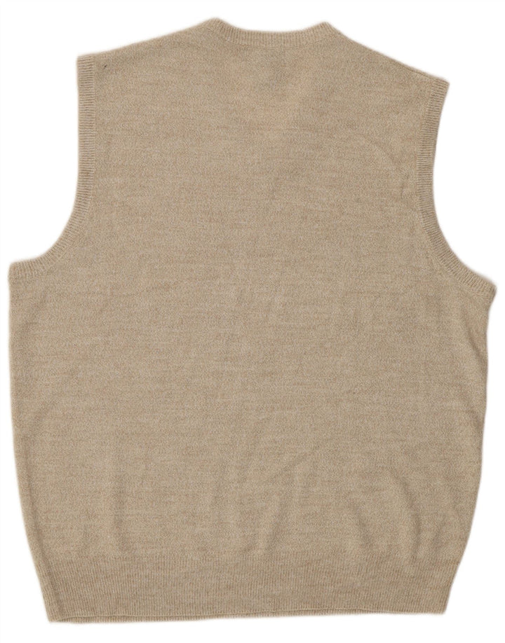 DOCKERS Mens Vest Tank Top XL Beige Check Acrylic