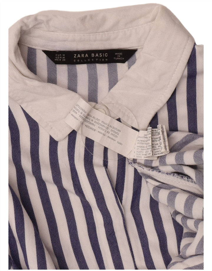 Zara ženska košulja bluza UK 12 Srednje plava prugasta viskoza