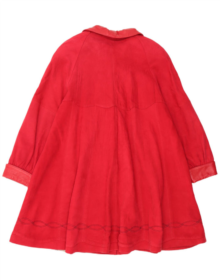 Vintage ženski preveliki kaput od antilop kože UK 14 srednje crvene kože