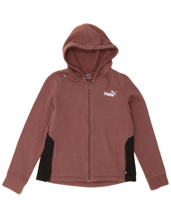 Puma ženski pulover s kapuljačom na patentni zatvarač UK 16 Large Brown Colourblock Cotton