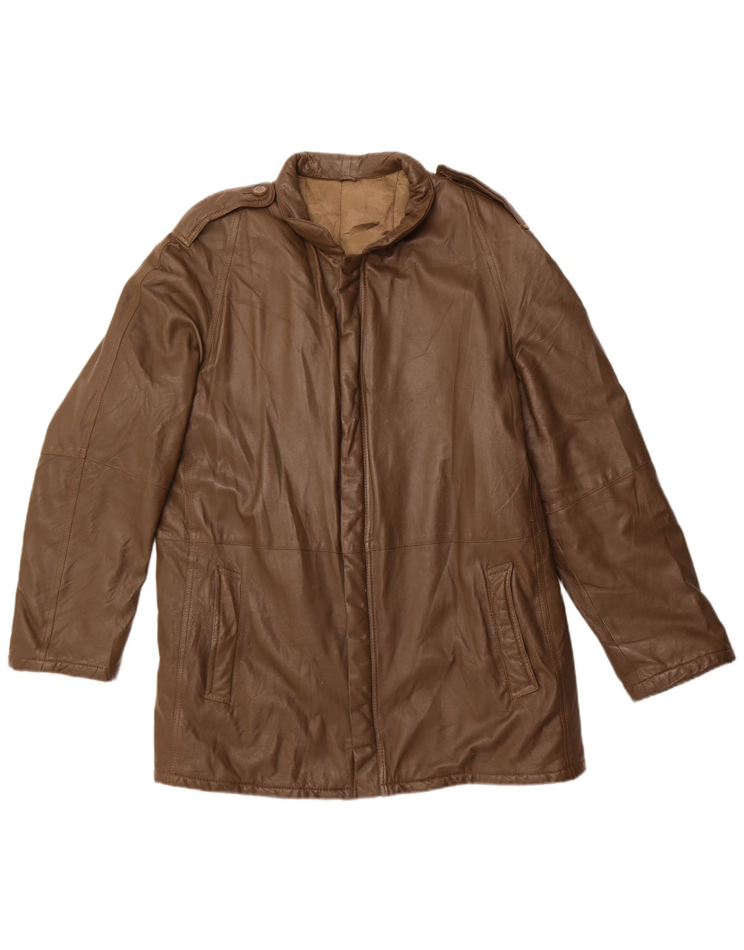 Vintage muška vojna kožna jakna UK 42 XL kaki koža