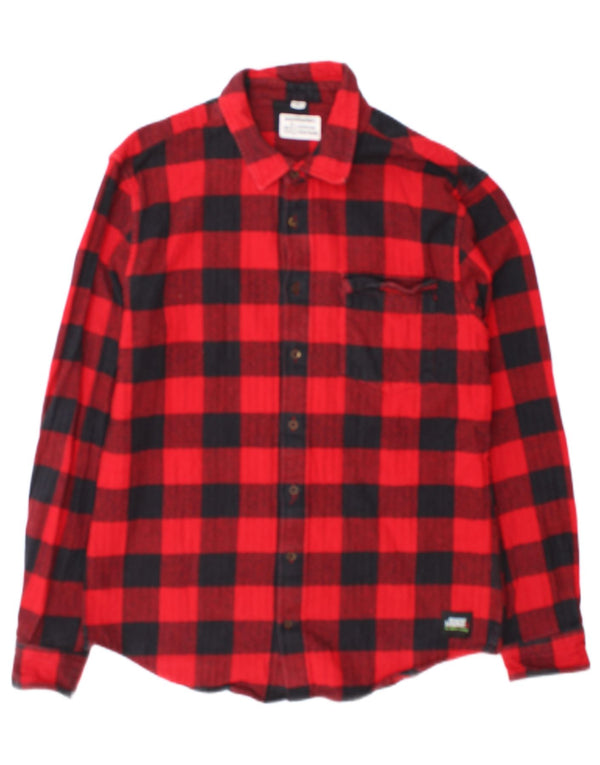 Vintage Mens Flannel Shirt XL Red Check Cotton