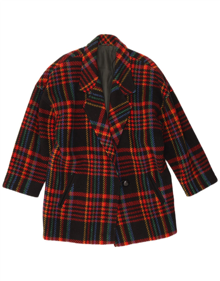 Vintage ženski sako s 1 gumbom IT 46 veliki raznobojni karirani